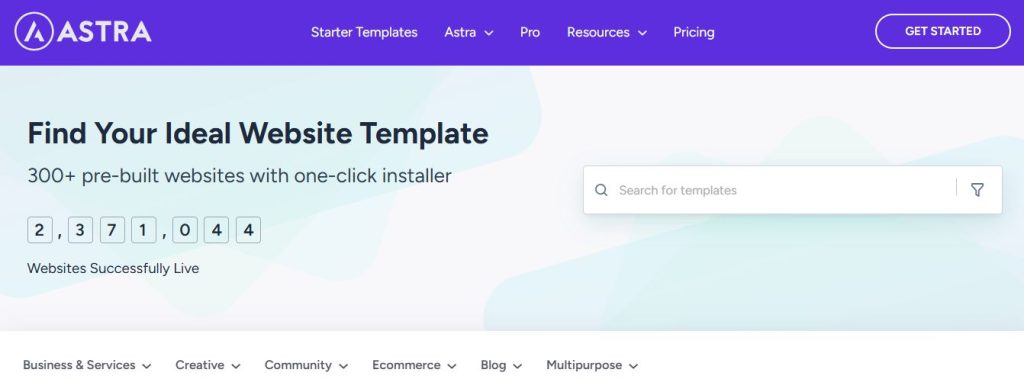Astra Starter Templates homepage screenshot