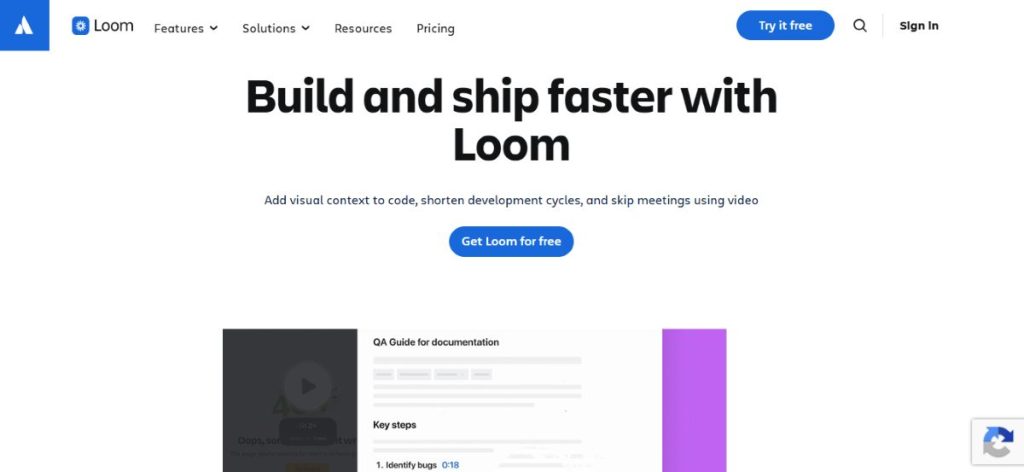 Loom video recording interface showing screen capture and camera feed for async team communication
