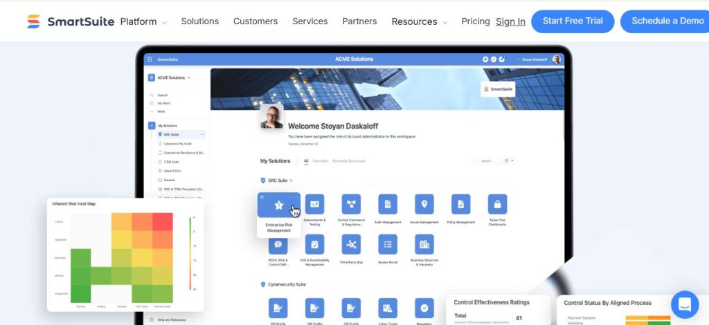 SmartSuite homepage screenshot