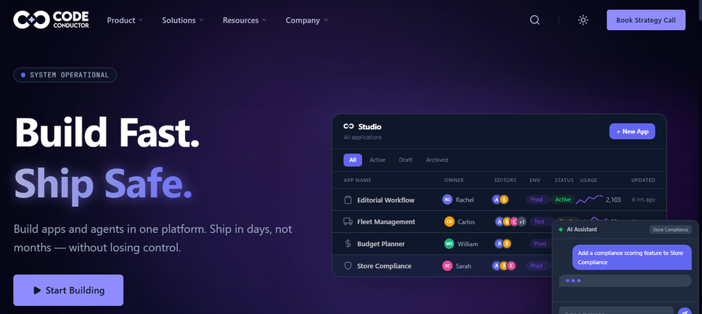 CodeConductor — Best for AI-Powered Full-Stack MVP Development