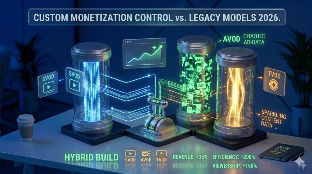 Visualizing the SVOD, AVOD, and TVOD models as a single, controllable dashboard