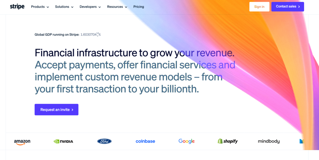 Stripe home page