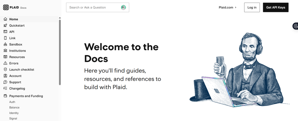 Plaid a fintech platform api home page