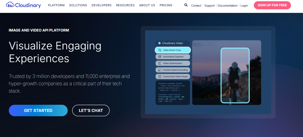 cloudinary platform home page