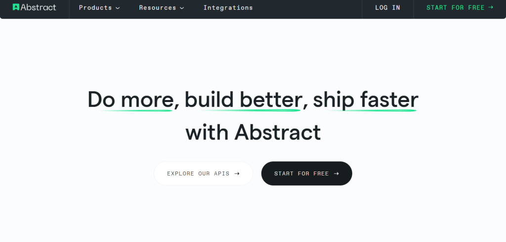 Abstract API home page