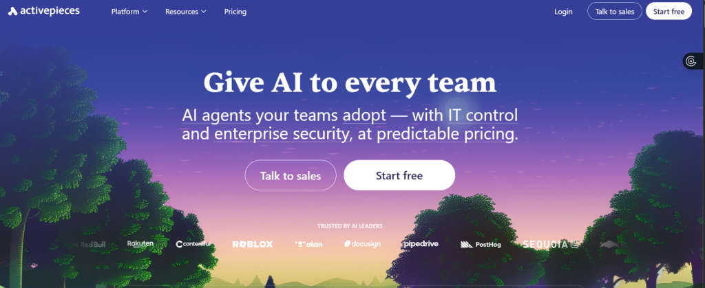 Activepieces home page