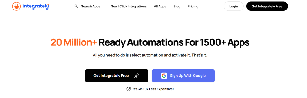 Integrately home page