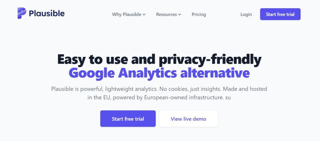 Plausible Analytics homepage screenshot