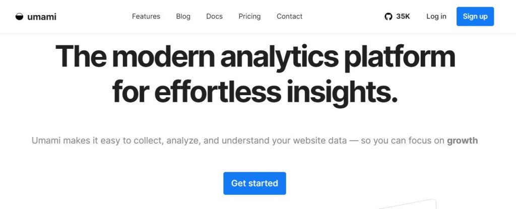 Umami homepage screenshot