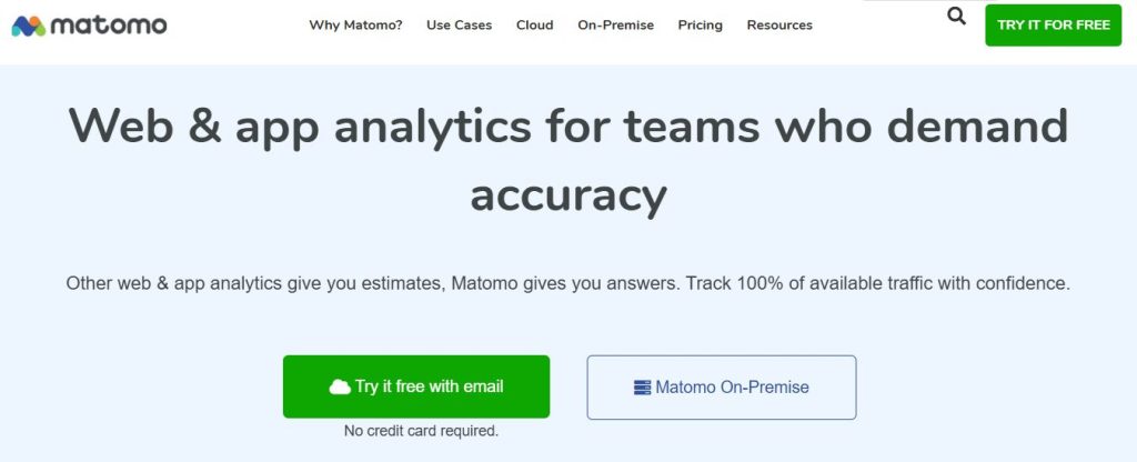 Matomo homepage screenshot