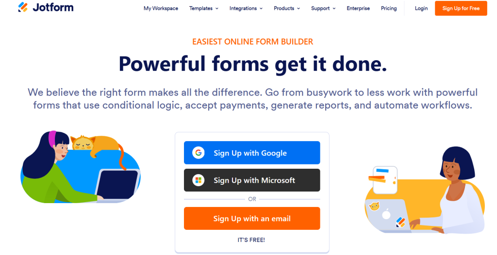 Jotform home page