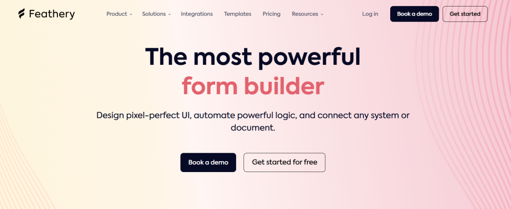 Feathery form builder home page