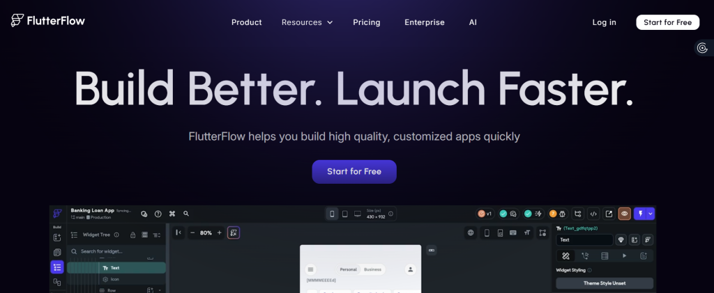FlutterFlow no code platform