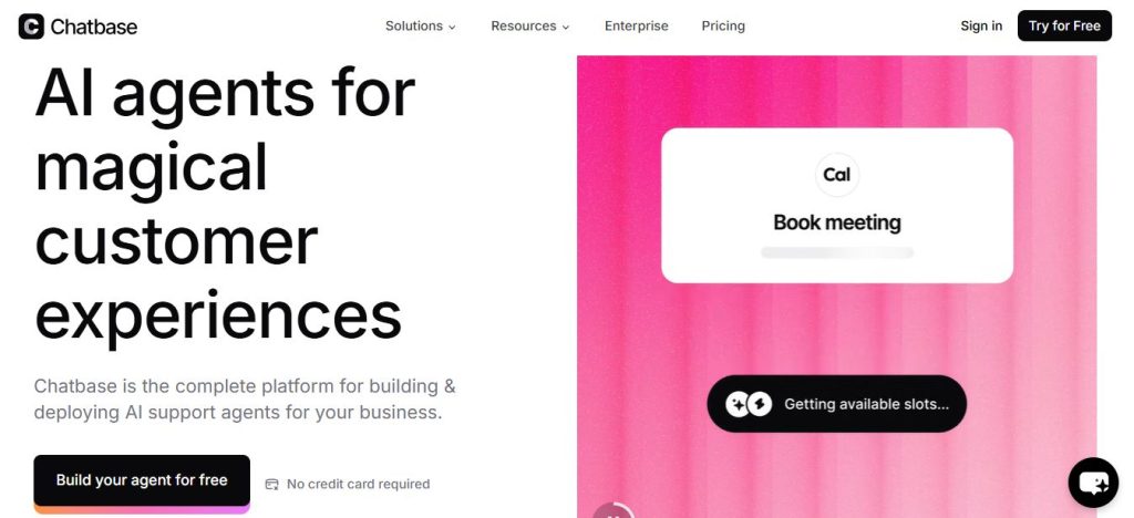 Chatbase homepage screenshot