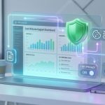 3D isometric mockup of a minimalist website dashboard, showing simple bar charts