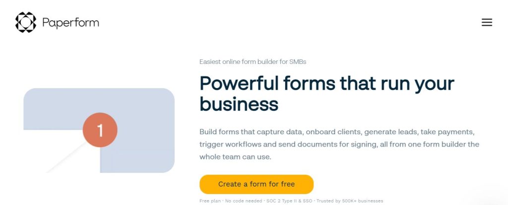 Paperform homepage screenshot