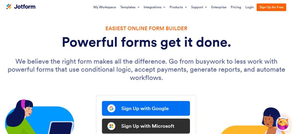 Jotform homepage screenshot