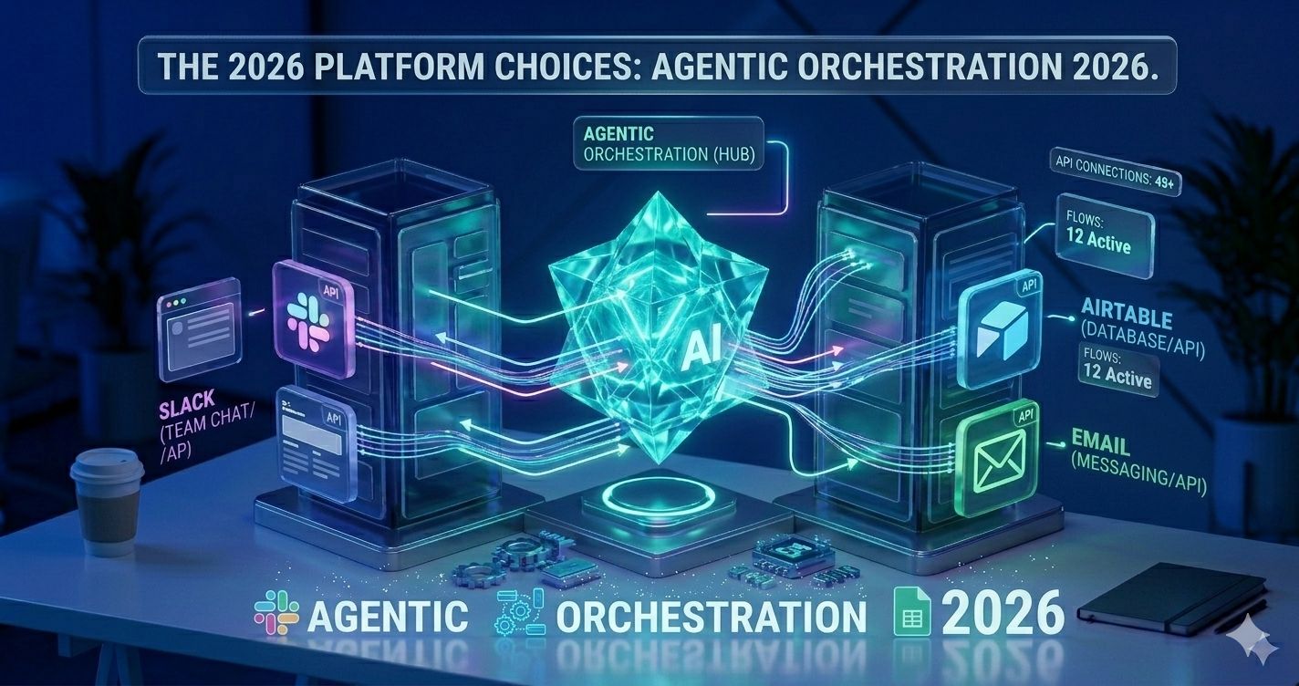 3D rendering of a central, crystalline AI core floating above a polished, futuristic command console