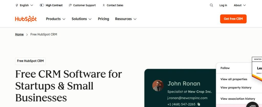 HubSpot's free CRM software