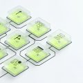 A series of interconnected translucent testing nodes arranged in a clean grid-like flow