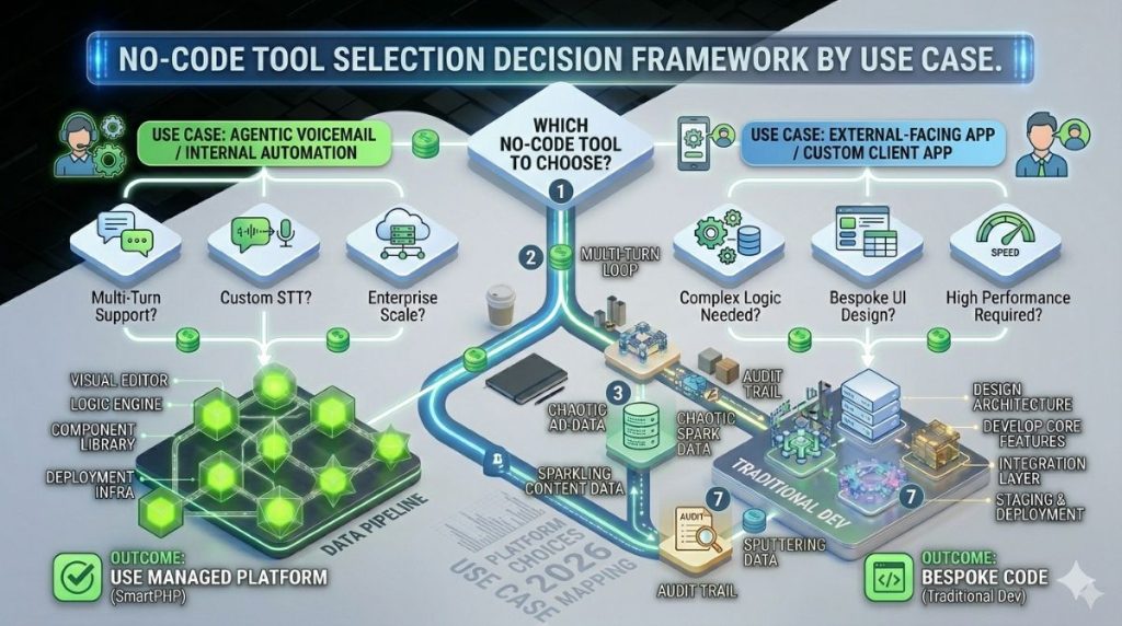 No-code tool selection decision framework by use case