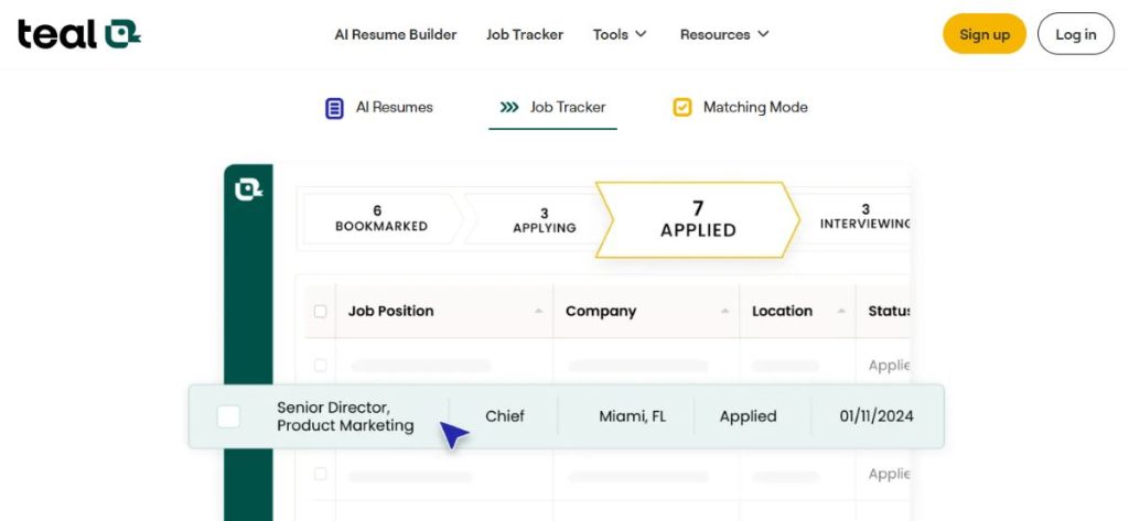 Teal career platform interface built on Bubble no-code