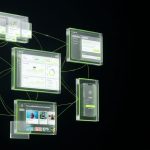 A translucent crystalline web of interconnected application interface fragments — dashboards, marketplace cards, a loan pipeline panel