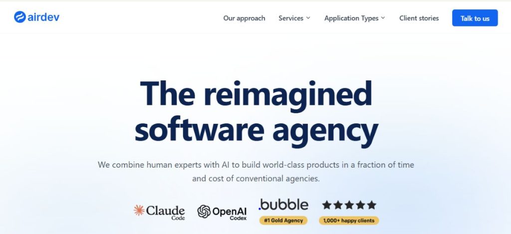airdev no-code agency homepage