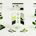 A clean, premium 3D illustration representing a beginner-friendly comparison of three AI website-building platforms. Show three distinct modern website-building workspaces arranged side by side, each evolving from a simple drag-and-drop interface into an intelligent AI-powered website structure